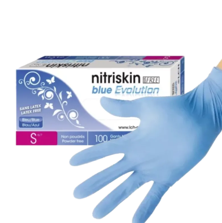 Gants d'examen nitrile Nitriskin Blue Evolution non poudrés non stériles (boite de 100)