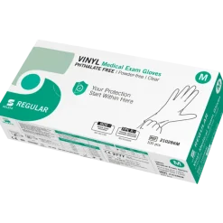 Gants d'examen vinyle Regular non poudrés non stériles (boite de 100)