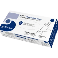 Gants d'examen vinyle Regular non poudrés non stériles (boite de 100)