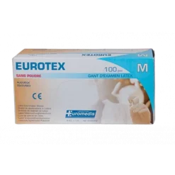 Gants latex Eurotex non poudrés non stériles (boite de 100 gants)