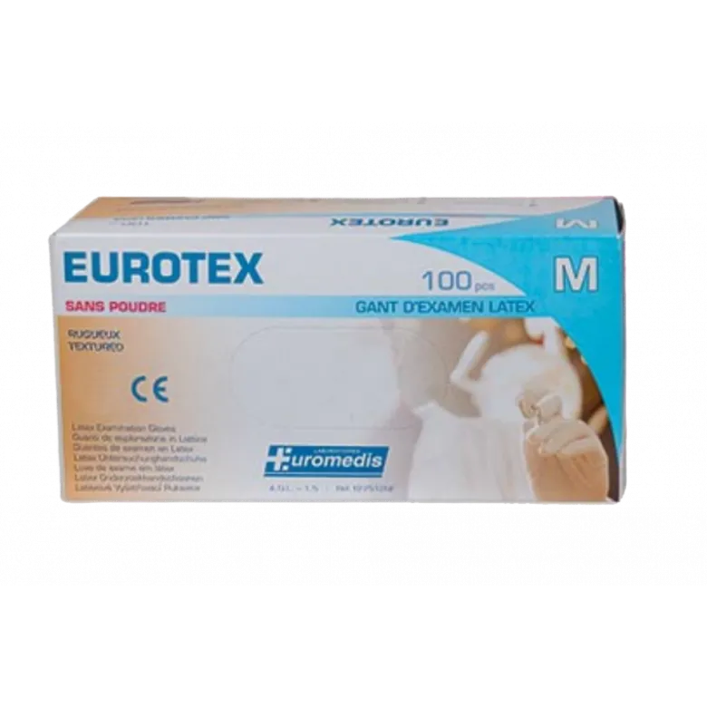 Gants latex Eurotex non poudrés non stériles (boite de 100 gants)