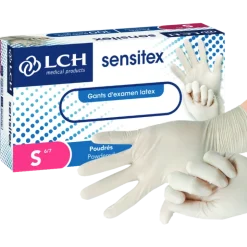 Gants latex pré-poudrés non stériles Sensitex (boîte de 100)