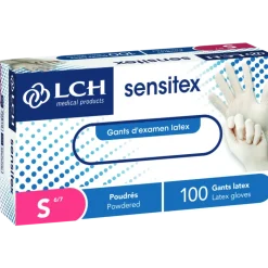 Gants latex pré-poudrés non stériles Sensitex (boîte de 100)