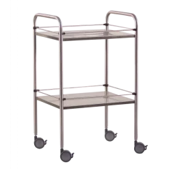 Guéridon médical avec galeries amovibles (2 plateaux) - inox