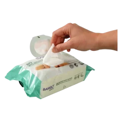 Lingettes imprégnées bébé Bambo Nature (sachet de 80)