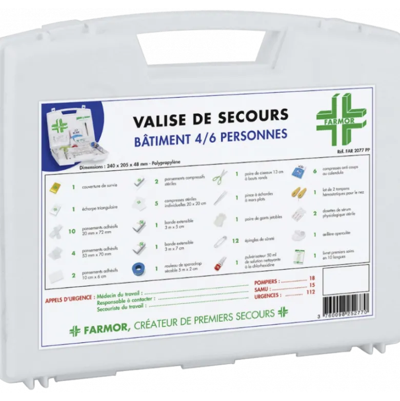 Mallette de secours pour bâtiment - 4 à 6 personnes