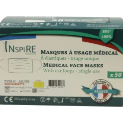Masques de protection jaunes type II spécial IRM, modèle adulte (boite de 50)
