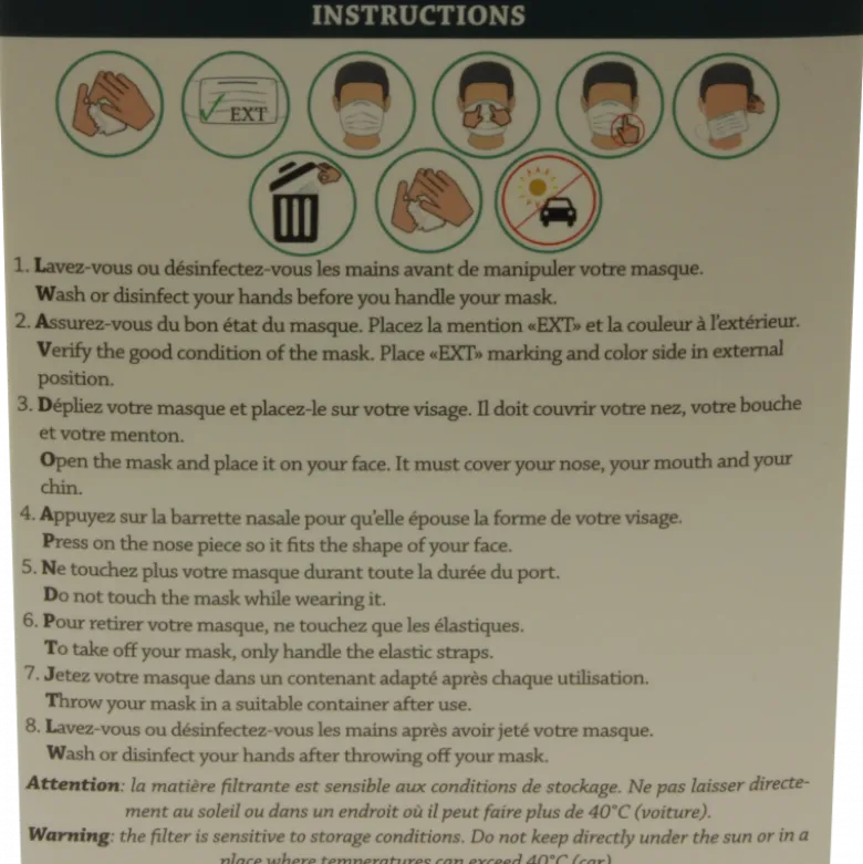 Masques de protection jaunes type II spécial IRM, modèle adulte (boite de 50)