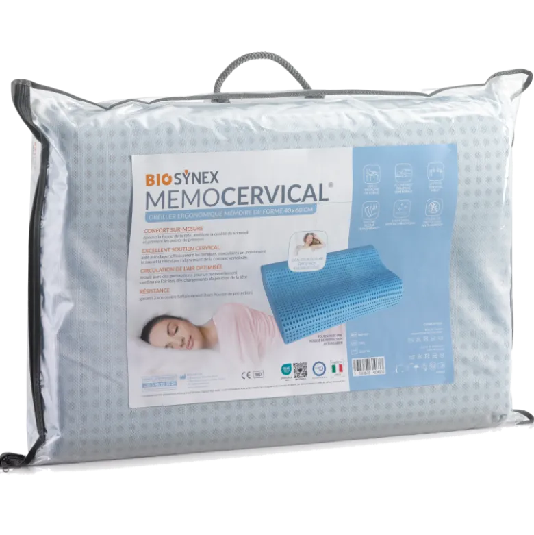 Oreiller ergonomique memocervical Biosynex double vague