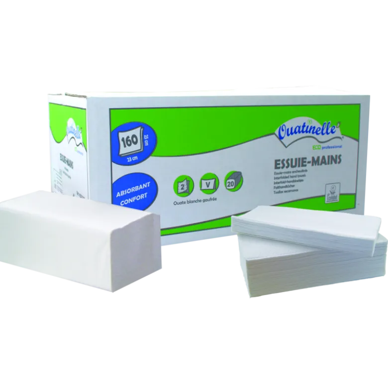 Papier essuie-mains pliage V Global Hygiène Ecolabel - 25 x 21 cm
