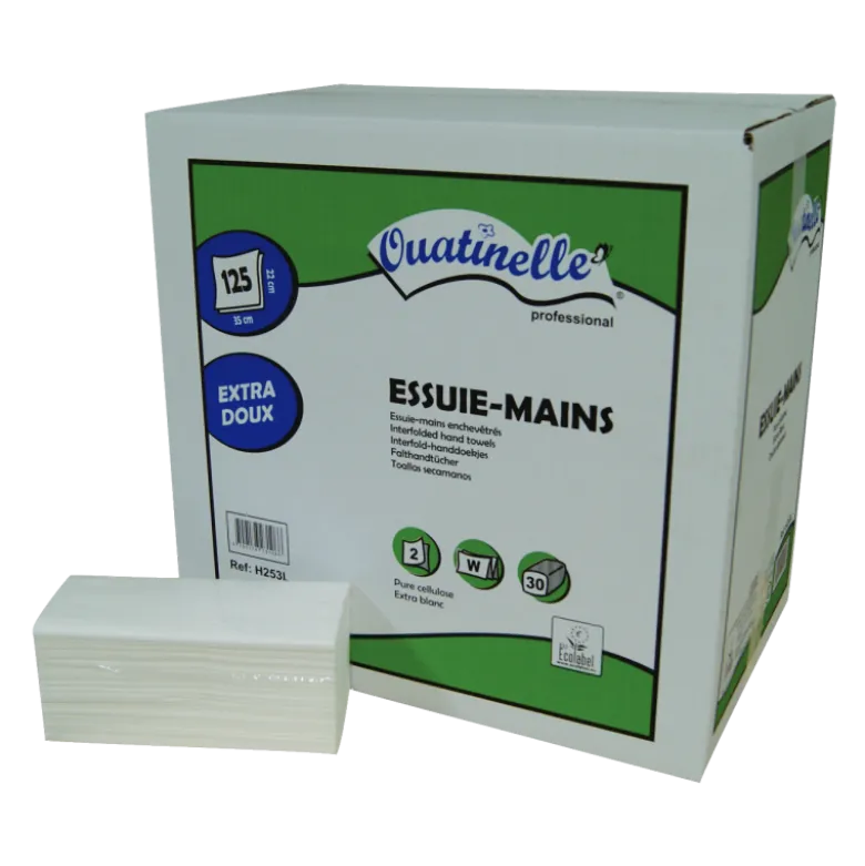 Papier essuie-mains pliage W Global Hygiène Ecolabel - 22 x 34 cm (carton de 30)