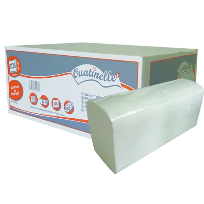 Papier essuie-mains pliage W Global Hygiène Ecolabel - 21 x 30 cm (carton de 25)