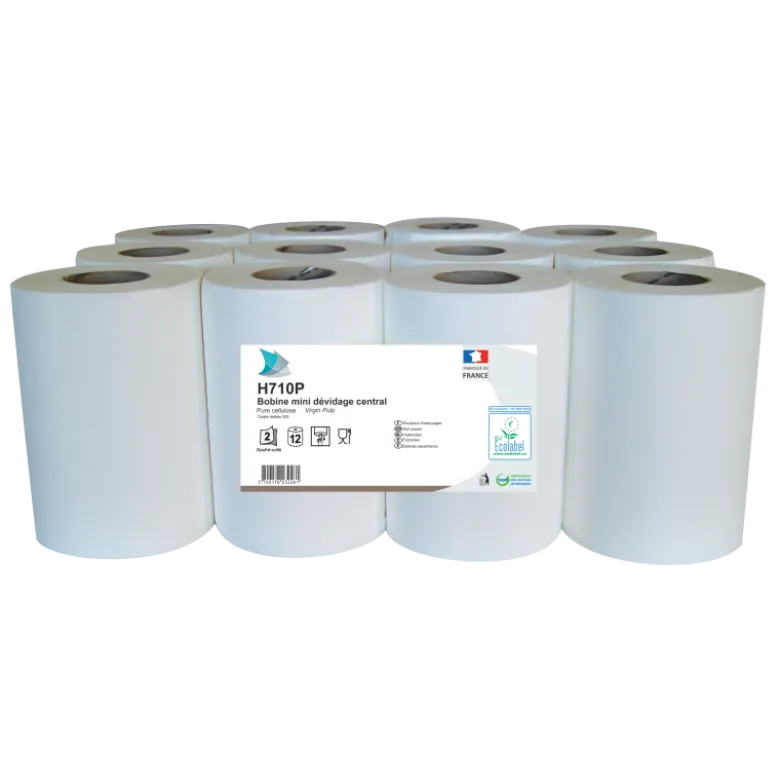 Rouleaux de papier essuie-mains dévidage central Global Hygiène Ecolabel 20 x 25 cm (lot de 12)