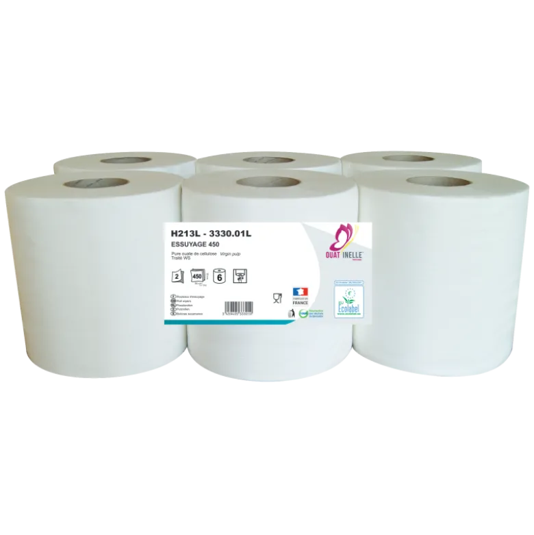 Rouleaux de papier essuie-mains dévidage central Global Hygiène Ecolabel 20 x 30 cm (lot de 6)