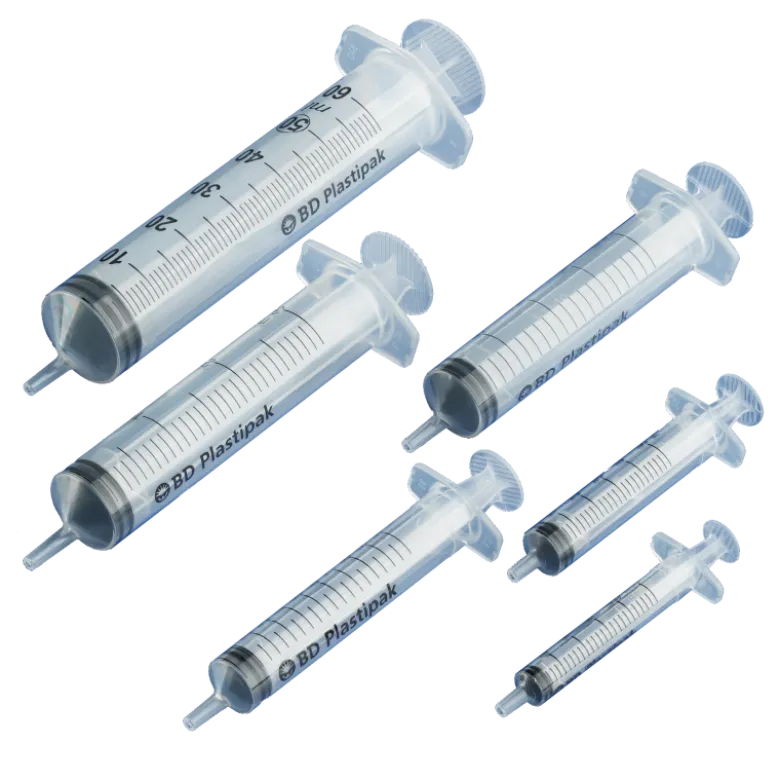 Seringues 3 pièces BD Plastipak sans aiguille, embout Luer slip excentré