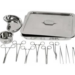 Set de 12 instruments pour suture avec boite inox et récipients