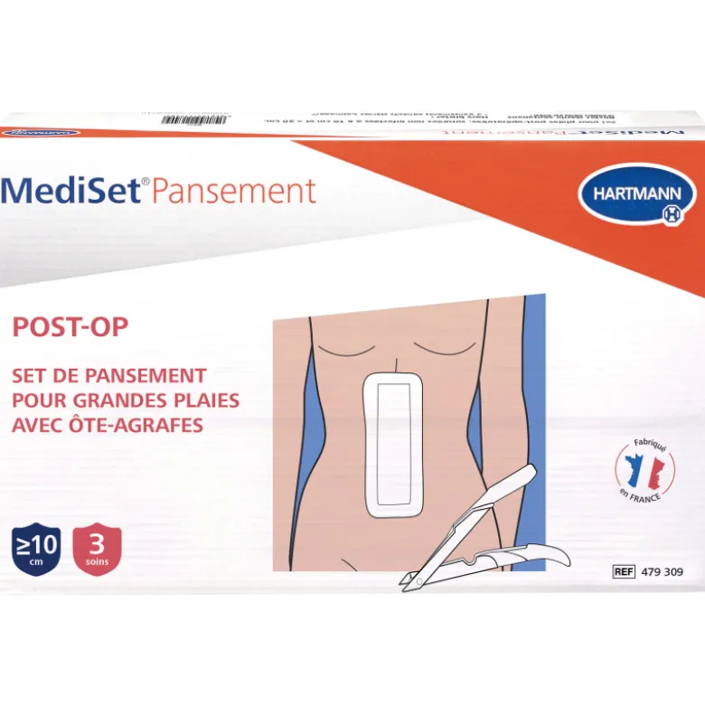 Set de pansements stérile pour grandes plaies Hartmann Mediset Post-Op avec ôte-agrafes