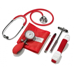 Set Diagnostic complet (tensiometre, stethoscope, marteau de Buck, garrot, lampe-stylo)