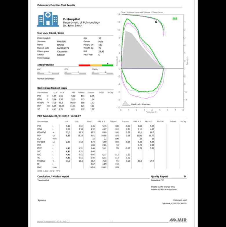 Spiromètre de diagnostic Spirobank II Basic avec logiciel PC