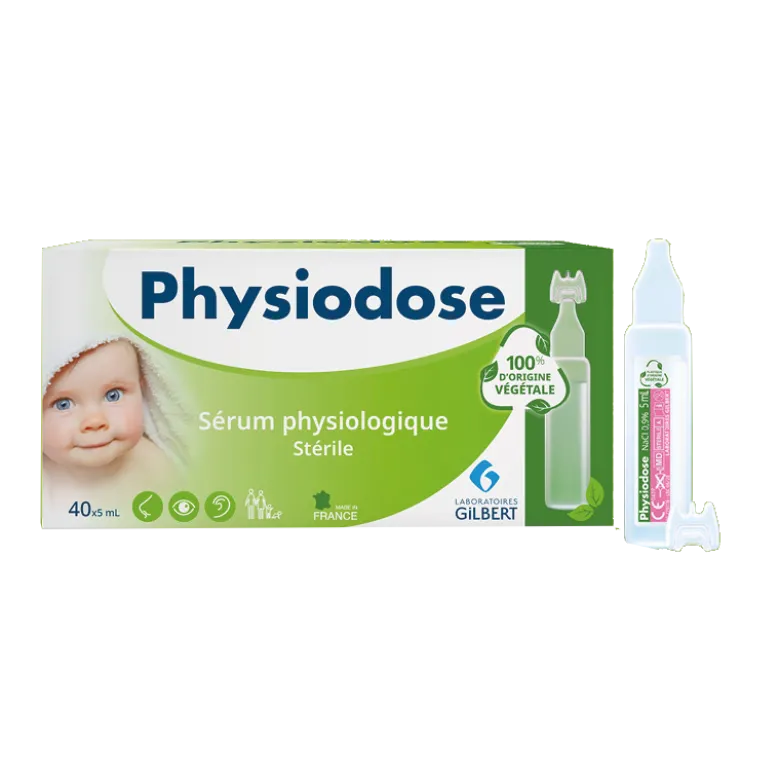 Sérum physiologique Laboratoires Gilbert Physiodose végétal (40 x 5 ml)
