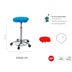 Tabouret médical bicyclette Ecopostural S5640 base alu et assise haute