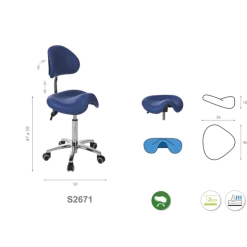 Tabouret médical derby Ecopostural S2670/S2671 base alu et assise basse