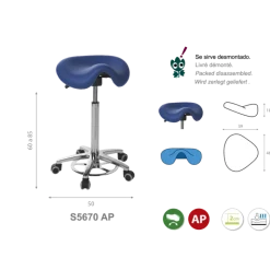 Tabouret médical derby Ecopostural S5670 base alu et assise haute