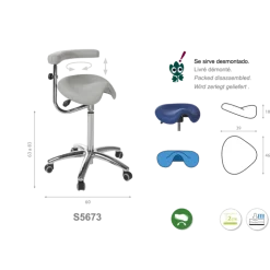 Tabouret médical derby Ecopostural S5670 base alu et assise haute