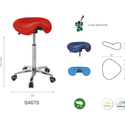 Tabouret médical Ecopostural Derby S4670 à assise basculante