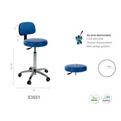 Tabouret médical Ecopostural S3650 base alu et assise haute