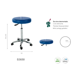 Tabouret médical Ecopostural S3650 base alu et assise haute