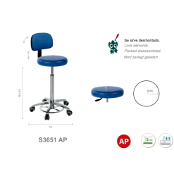 Tabouret médical Ecopostural S3650 base alu et assise haute