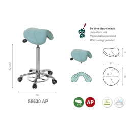Tabouret médical pony Ecopostural S5630 base alu et assise haute