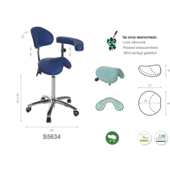 Tabouret médical pony Ecopostural S5630 base alu et assise haute