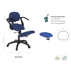 Tabouret médical érgonomique base ABS Ecopostural S2702- appui-genoux réglable