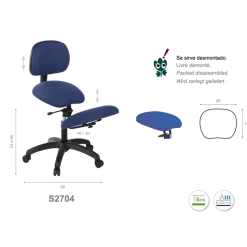 Tabouret médical érgonomique base ABS Ecopostural S2702- appui-genoux réglable