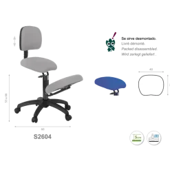 Tabouret médical érgonomique Ecopostural S2602 - base plastique et appui-genoux fixe