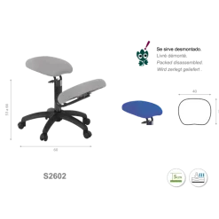 Tabouret médical érgonomique Ecopostural S2602 - base plastique et appui-genoux fixe