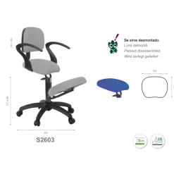 Tabouret médical érgonomique Ecopostural S2602 - base plastique et appui-genoux fixe