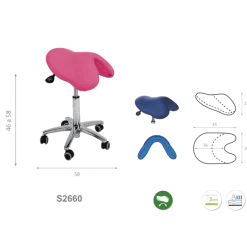Tabouret médical selle de cheval Ecopostural S2660/S2661 base aluminium