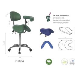 Tabouret médical selle de cheval Ecopostural S566 base alu