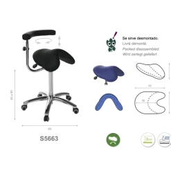 Tabouret médical selle de cheval Ecopostural S566 base alu