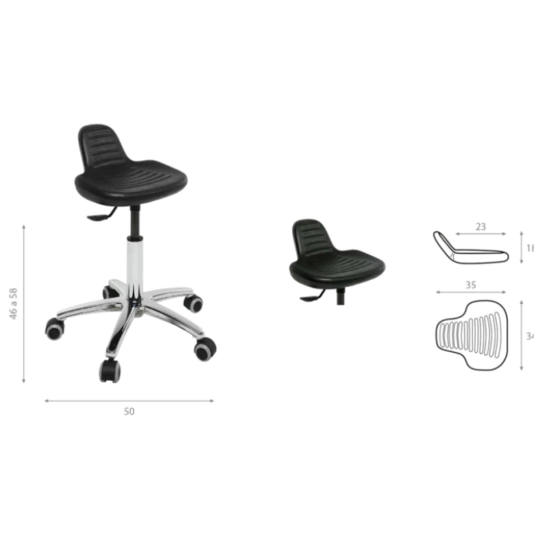 Tabouret médical siège integral Ecopostrual S4608 base alu et assise basse