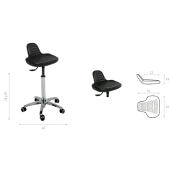 Tabouret médical siège integral Ecopostural S5608 base alu et assise haute