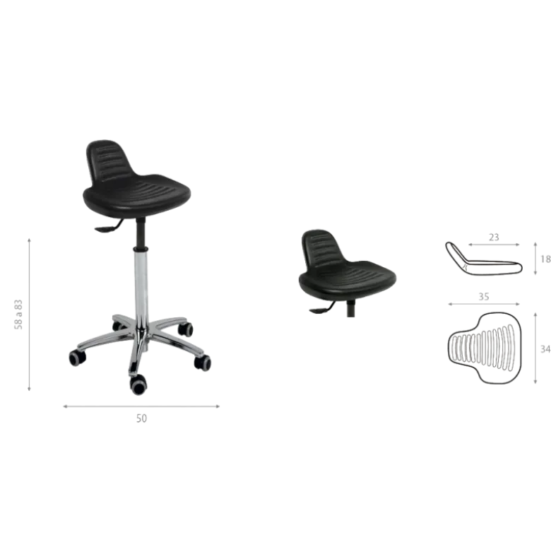 Tabouret médical siège integral Ecopostural S5608 base alu et assise haute