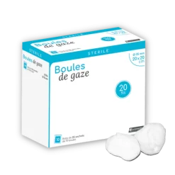 Tampons de boule de gaze en sachets stériles (boite de 25 ou 40)