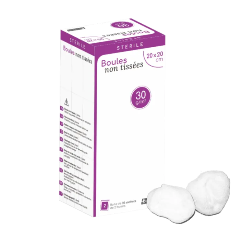 Tampons de boule de gaze non tissés en sachets stériles (boite de 20 ou 30)