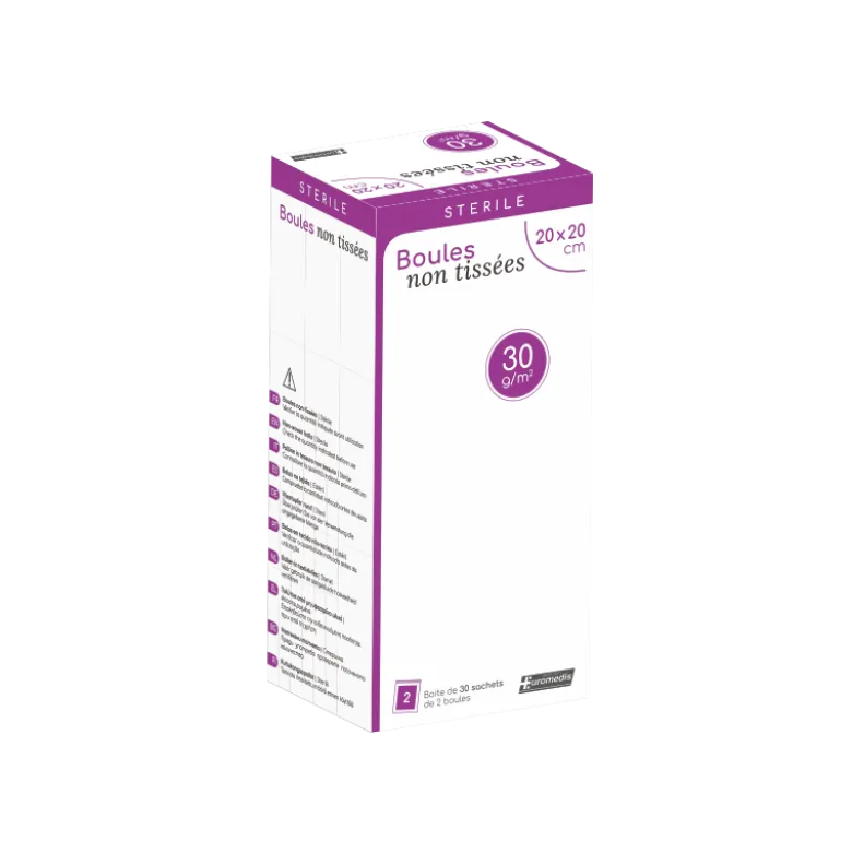 Tampons de boule de gaze non tissés en sachets stériles (boite de 20 ou 30)