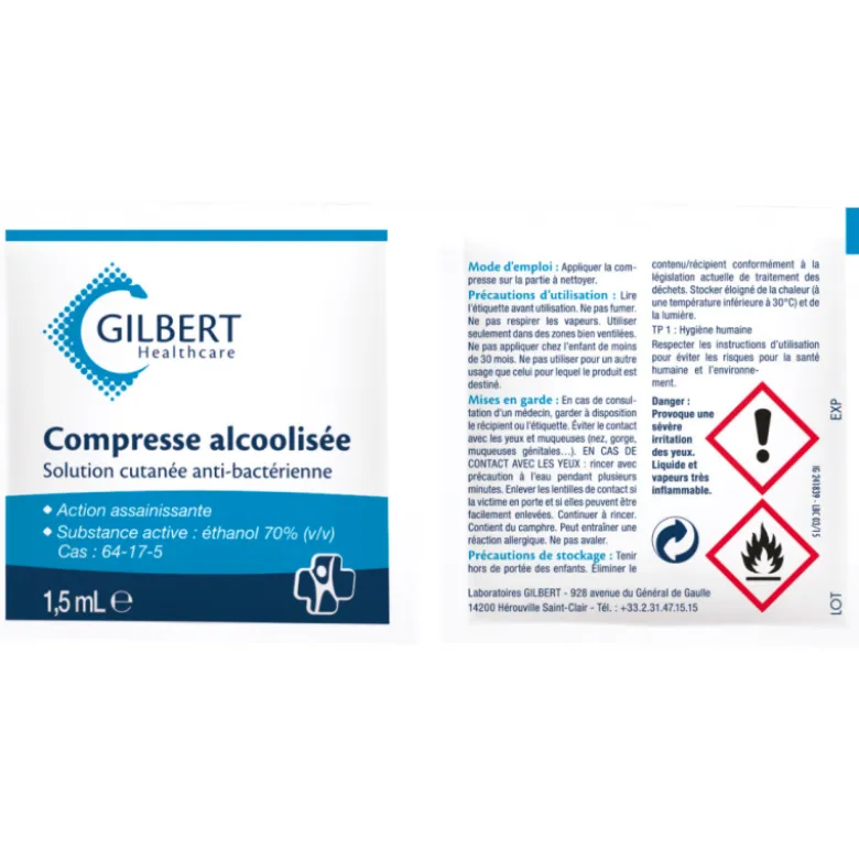 Tampons imprégnés d'alcool à 70% (boite de 1000)