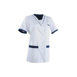 Tunique médicale femme en lyocell Lafont Alexandra (blanc et bleu marine)